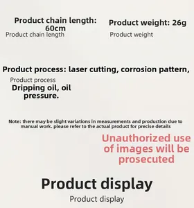 Οδηγός μεγεθών με μήκος αλυσίδας 60cm και βάρος 26g για το κολιέ από ανοξείδωτο ατσάλι