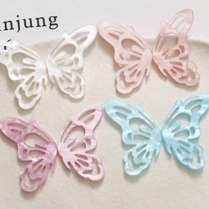 Hollow butterfly acetate charms in pastel colors for DIY jewelry and hair accessories