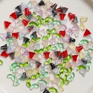 Perles de verre tulipe et feuille translucides en couleurs acidulées pour bijoux DIY