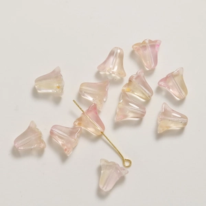 Détails de perles de tulipe givrées dégradées rose et blanc pour bijoux DIY