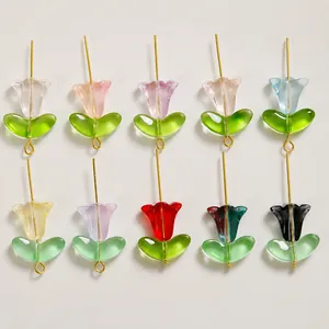 Translucent tulip glass beads in candy colors for DIY bracelet jewelry making
