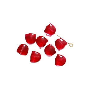 Perles tulipes en verre rouge translucide avec tige dorée pour bijoux faits main
