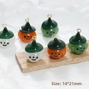 Mini ciondoli a zucca di Halloween in resina con cappelli per gioielli fai da te