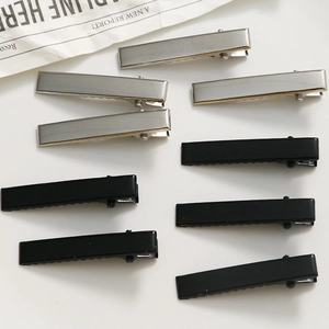 Pince à Cheveux à Ressort en Alliage Accessoires de Bijoux DIY Minimaliste Argent Noir Barrette Rectangulaire pour Femme
