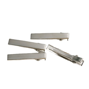 Lot de quatre barrettes en métal argenté de 4cm pour bijoux DIY et coiffure