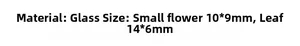 Specifiche dettagliate delle dimensioni per perline di vetro: fiore 10x9mm e foglia 14x6mm