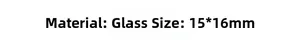 Detail specifications for glass Christmas tree pendant showing material and 15x16mm size