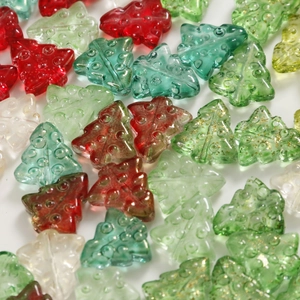 Colorful 3D Christmas tree glass beads with gold glitter for DIY earring and jewelry making