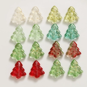 Mix of 3D Christmas tree glass beads with gold glitter for DIY earring making