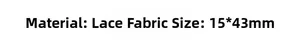 Lace fabric hair clip specifications showing material details and size 15x43mm