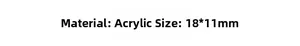 Specifiche tecniche per perle in acrilico 18x11mm con dettagli su materiale e misura