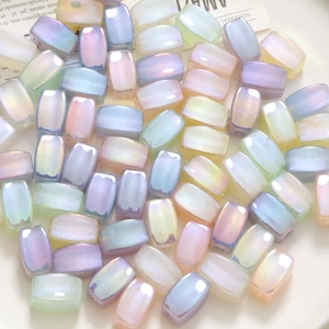 Iridescent aurora rectangle resin beads in macaron colors for DIY jewelry making