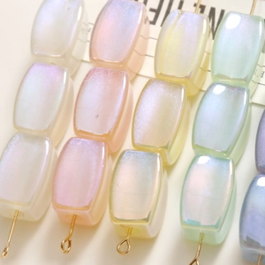 Iridescent rectangular beads in macaron colors with gold pins for DIY jewelry making