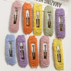 Korean Sweet Handmade Lace Fabric Snap Hair Clips For Women Vintage Crochet BB Clip Hairpins DIY Jewelry Accessory