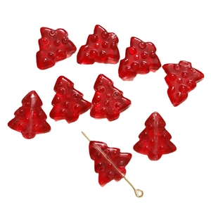 DIY Christmas tree beads in red translucent resin for jewelry making and earrings
