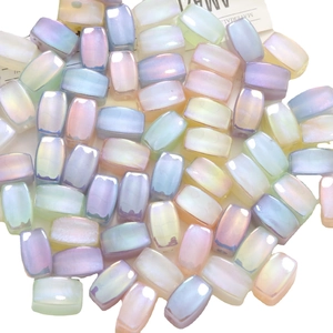 Iridescent rectangular acrylic beads with gradient pearl finish for DIY jewelry crafts