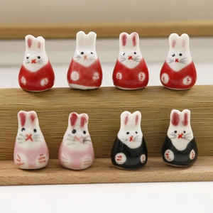 Set van 8 schattige handgemaakte keramische konijnenkralen voor doe-het-zelf sieraden
