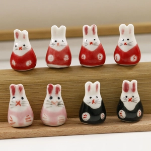 Set van 8 schattige 3D keramische konijntjes voor DIY sieraden en bureaudecoratie accessoires
