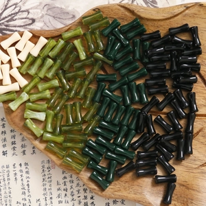 Perline in acrilico stile bambù per bracciali DIY in verde marmo e bianco sporco