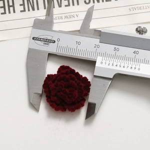 Vintage burgundy velvet rose floral charms for DIY jewelry making, 23mm diameter size
