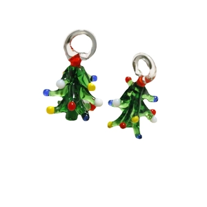Handcrafted colorful glass Christmas tree pendant charms for DIY jewelry making