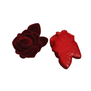 French vintage dark red velvet rose jewelry box for rings and earrings packaging