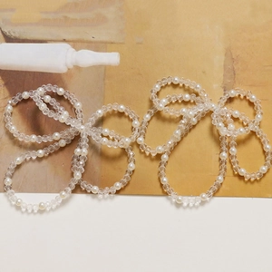 Hand-Woven Bowknot DIY Accessory With Glass Beads And Imitation Artificial Pearls White Bow Charm For Earrings Hair Jewelry Women