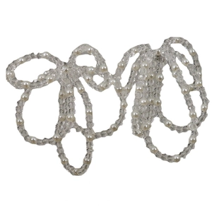 Handmade white pearl and crystal beaded chain accessory with elegant woven bow design