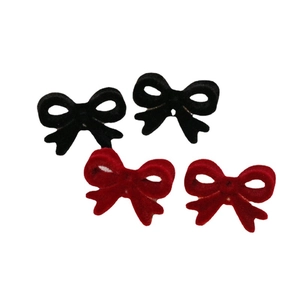 Boucles d'oreilles nœud en velours noir et rouge avec des aiguilles en argent S925