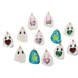 Cute resin ghost pendants with heart and star charms for DIY jewelry making