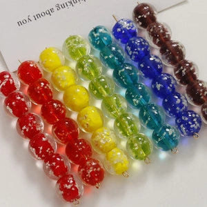Perle in Vetro a Lume Rotonde Fatte a Mano Luminose Lamina Motivo Fiocco di Neve Distanziatori per Creazione Gioielli Fai-da-te Bracciale