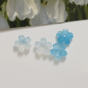 Blue gradient 12mm cherry blossom acrylic flower beads for DIY jewelry making accessories