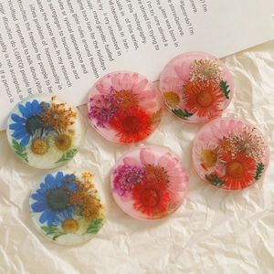 Transparent Round Resin Real Dried Flower Sunflower Daisy Petal Accessory For DIY Jewelry Making Handmade Craft Material