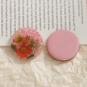 Transparent round resin sunflower pendant with real dried flowers for DIY craft making