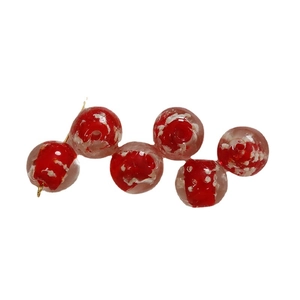Perle in vetro colorato da 12 mm con spirali rosse e bianche per creazione di gioielli fai da te