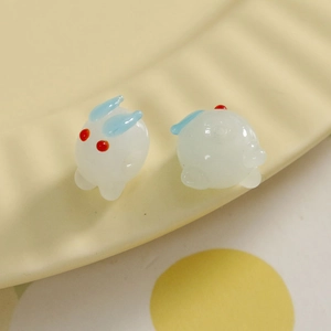 Mignonnes perles lapin en verre blanc pour création de bijoux DIY accessoires artisanaux