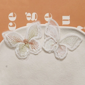 Détail de patchs brodés papillons multicolores en maille fine pour accessoires DIY