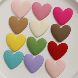 Set of 12 colorful macaron resin heart charms for DIY hair accessories and jewelry