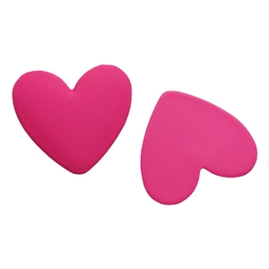 Pair of matte hot pink heart-shaped earrings made of high-quality resin or metal
