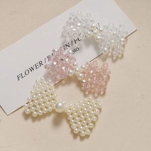 Barrette à Nœud en Künstliche Perles Douces Coréennes Fait Main en Verre Acrylique Künstliche Perle Épingle à Cheveux Accessoires Mode Femmes