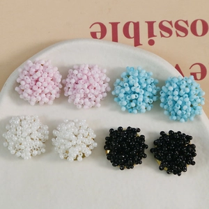 Handmade Acrylic Beaded Flower Clusters Macaron Color Floral DIY Jewelry Making Finding For Earrings Hair Accessories Women