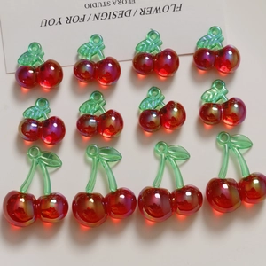 Dolci Ciondoli a Ciliegia in Acrilico Perla Artificialto per la Creazione di Gioielli DIY Orecchini Portachiavi Frutta Sfumata Accessori