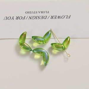 Translucent AB colored light green acrylic leaf beads for DIY jewelry making sets