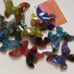Colorful gradient leopard print acetate bird charms for DIY earrings and hair accessories