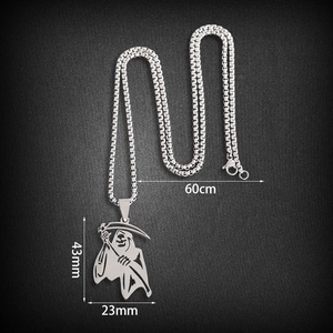Silver grim reaper scythe pendant on 60cm box chain made of stainless steel