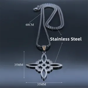 Poliertes Keltenkreuz-Halskette aus Edelstahl mit 60 cm langer Kette für Herren