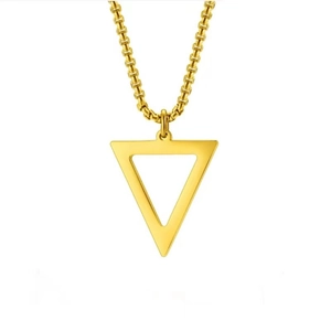 Collar de acero inoxidable dorado con colgante geométrico triangular para hombres