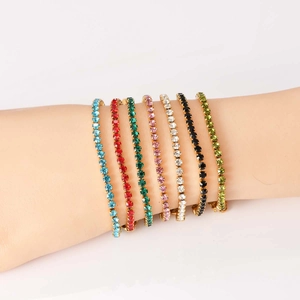 Bracciale Tennis in Acciaio Inossidabile con Strass Colorati per Donna Placcato Oro Zirconia Quadrata Catena a Griffe Braccialetto Regolabile