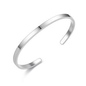 Polierter C-förmiger Armreif aus Edelstahl mit minimalistischem Silber-Finish