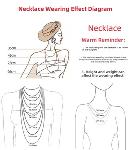 Detailed necklace length guide showing various sizes from 16 to 32 inches for fit reference